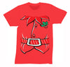 Free Shipping Mens Elf Shirt Poinsettia Holly Belt Ugly Sweater Christmas Party Crewneck T-Shirt