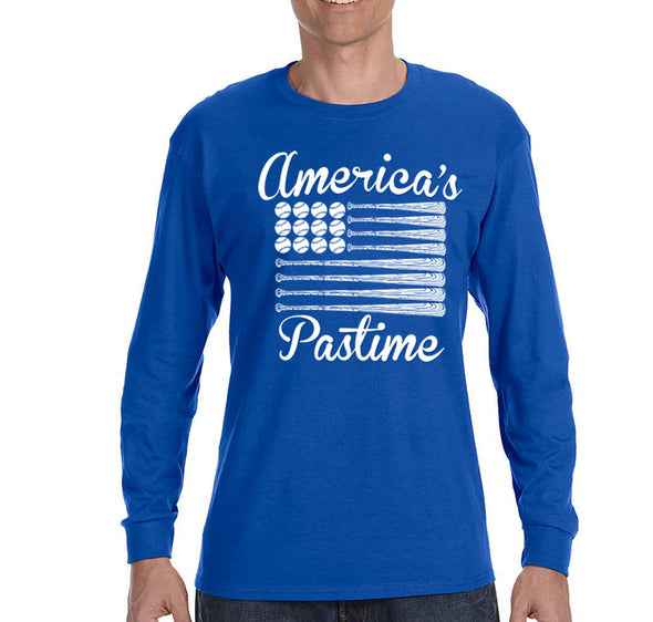 Free Shipping Mens Baseball America's Pastime USA Flag Sports Fan Lover Gift Team Home Run Diamond Game Day Winter Long Sleeve T-Shirt