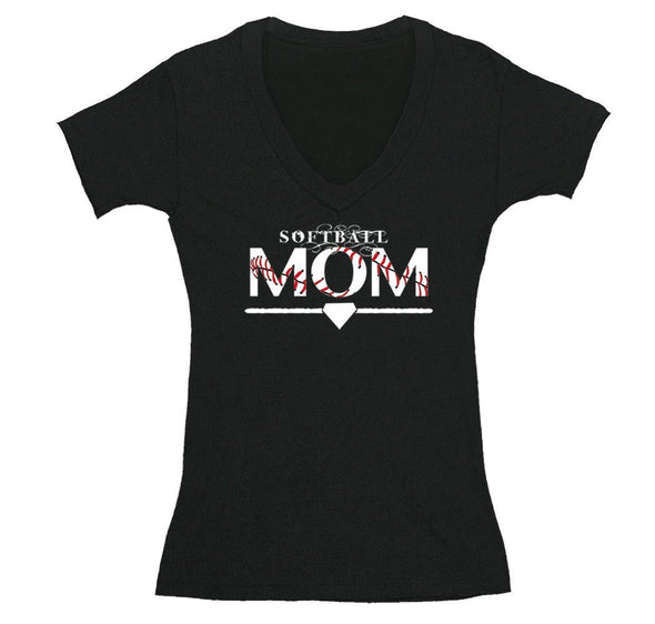 Free Shipping Mens Softball Mom Baseball Diamond Field Gift Mother Game Day Sports Lover Team School Fan Home Run V-Neck T-Shirt
