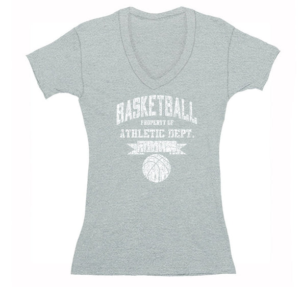 Free Shipping Womens Basketball Property of Athletic Dept.  Sports Fan Play Game Day Team Gift Slam Dunk Score Hoop Court V-Neck T-Shirt
