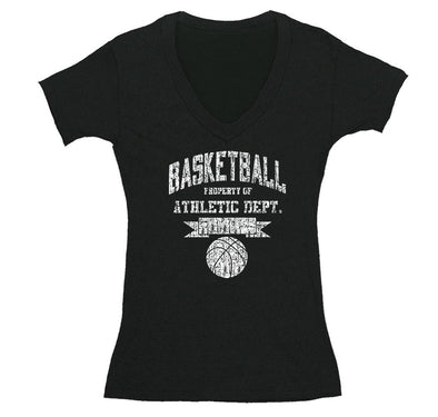 Free Shipping Womens Basketball Property of Athletic Dept.  Sports Fan Play Game Day Team Gift Slam Dunk Score Hoop Court V-Neck T-Shirt