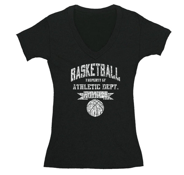 Free Shipping Womens Basketball Property of Athletic Dept.  Sports Fan Play Game Day Team Gift Slam Dunk Score Hoop Court V-Neck T-Shirt