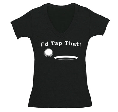 Free Shipping Womens I'd Tap That Golf Ball Gift Putt Putter Swing Funny Sports Driving Range Tournament V-Neck T-Shirt