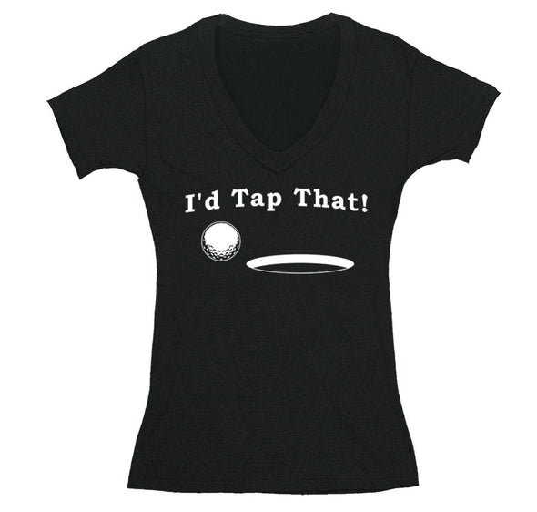Free Shipping Womens I'd Tap That Golf Ball Gift Putt Putter Swing Funny Sports Driving Range Tournament V-Neck T-Shirt