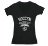 Free Shipping Womens Soccer Property of Athletic Dept. Sports Fan Team Gift Game Day Ball Goal Score Field V-Neck T-Shirt