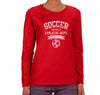 Free Shipping Womens Soccer Property of Athletic Dept. Sports Fan Team Gift Game Day Ball Goal Score Field Winter Long Sleeve T-Shirt