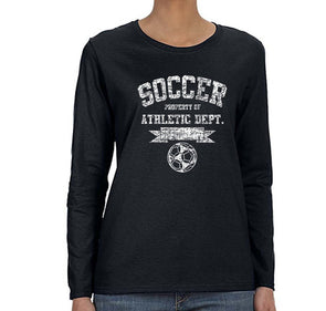 Free Shipping Womens Soccer Property of Athletic Dept. Sports Fan Team Gift Game Day Ball Goal Score Field Winter Long Sleeve T-Shirt