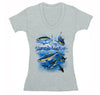 Free Shipping Womens Yellowfin Tuna Feeding Saltwater Fish Fishing Fisherman Lure Ocean Reel Vacation Gift V-Neck T-Shirt