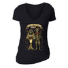 Free Shipping Womens Juntos Bride Groom Skeletons Sugar Skull Day of the Dead Dia de los Muertos Mexican Heritage Halloween V-Neck Black
