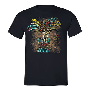 Free Shipping Mens La Catrina Sugar Skull Day of the Dead Dia de los Muertos Mexican Heritage Rose Love Hat Halloween T-Shirt Black