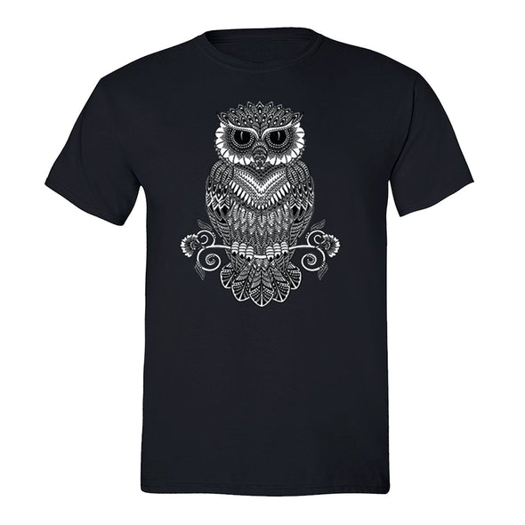 Free Shipping Mens Line Art Owl Day of the Dead Sugar Skull Dia de Los Muertos Animal Lover Halloween Mexican Heritage T-Shirt Black
