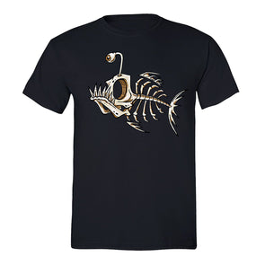 Free Shipping Mens Anglerfish Skeleton Bonefish One Eye Boat Nautical Snorkel Vacation Father Dad Gift Fishing Diving Crewneck T-Shirt Black