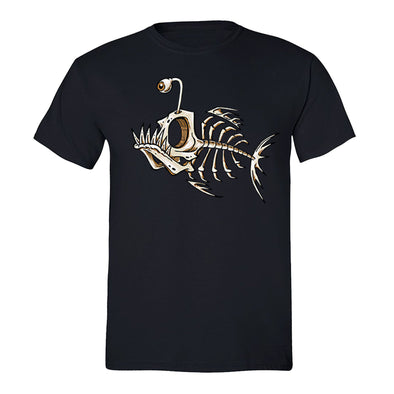 Free Shipping Mens Anglerfish Skeleton Bonefish One Eye Boat Nautical Snorkel Vacation Father Dad Gift Fishing Diving Crewneck T-Shirt Black