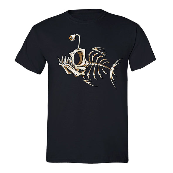 Free Shipping Mens Anglerfish Skeleton Bonefish One Eye Boat Nautical Snorkel Vacation Father Dad Gift Fishing Diving Crewneck T-Shirt Black