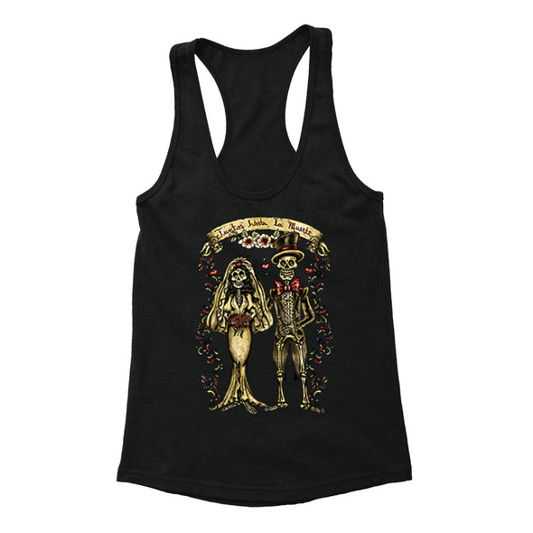 Free Shipping Womens Como Duele Butterfly Sugar Skull Day of the Dead Dia de los Muertos Mexican Heritage Halloween Racerback Tanktop Black