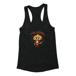 Free Shipping Womens Via Zapata Kids Mustache Sugar Skull Day of the Dead Dia De Los Muertos Mexican Heritage Child Racerback Tanktop Black
