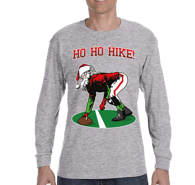 Free Shipping Mens Ho Ho Ho Hike Football Season Sports Christmas Sweater Gift Party Santa Winter Long Sleeve Crewneck T-Shirt