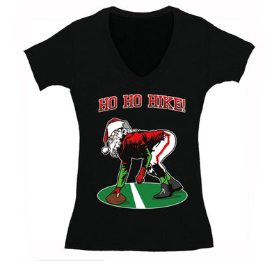 Free Shipping Womens Ho Ho Ho Hike Football Season Sports Fan Christmas Sweater Gift Party Santa Winter V-Neck T-Shirt