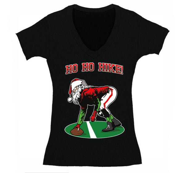 Free Shipping Womens Ho Ho Ho Hike Football Season Sports Fan Christmas Sweater Gift Party Santa Winter V-Neck T-Shirt