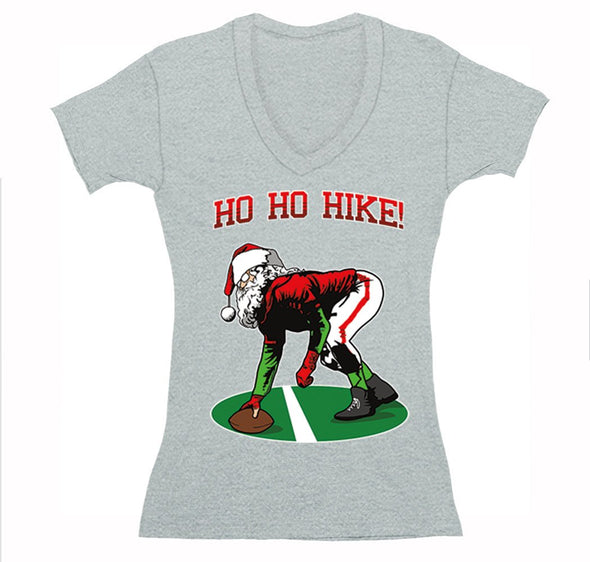 Free Shipping Womens Ho Ho Ho Hike Football Season Sports Fan Christmas Sweater Gift Party Santa Winter V-Neck T-Shirt