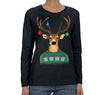 Free Shipping Womens Reindeer Wearing  Sweater Ornaments Ugly Christmas Sweater Winter Santa Holiday Snowman Gift Long Sleeve  T-Shirt