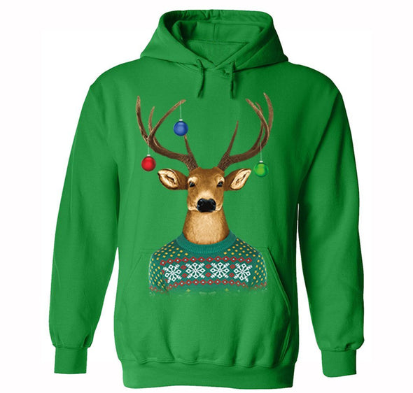 Free Shipping Reindeer Wearing  Sweater Ornaments Ugly Christmas Sweater Winter Santa Holiday Snowman Gift Men Womens Hoodie
