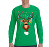 Free Shipping Mens Reindeer Wearing Sweater Moustache Lights Scarf Ugly Christmas Sweater Winter Holiday Santa Gift Long Sleeve T-Shirt