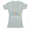Free Shipping Womens Jesus is the Reason For the Season Religious Christian Catholic Church Winter Holiday Christmas Sweater V-Neck T-Shirt