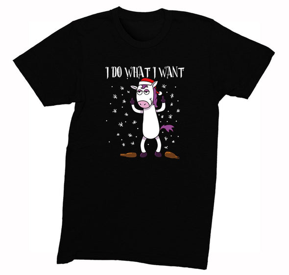 Free Shipping Mens I Do What I Want Unicorn Christmas Sweater Gift Party Santa Funny Holiday Winter Snowman Snowflake Crewneck T-Shirt