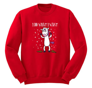 Free Shipping I Do What I Want Unicorn Christmas Sweater Gift Party Santa Funny Holiday Winter Snowman Snow Men Women Crewneck Sweatshirt