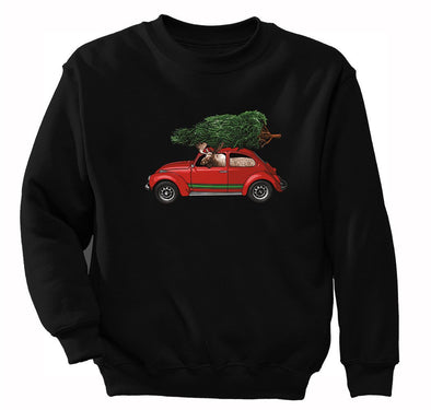 Free Shipping Moose Driving Bug Tree Ugly Christmas Sweater Funny Holiday Party Winter Santa Snowman Gift Elk Men Women Crewneck Sweatshirt