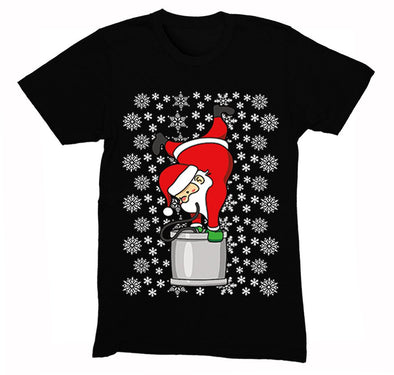 Free Shipping Mens Santa Keg Stand Beer Frat College Funny Fraternity Party Ugly Christmas Sweater Holiday Winter Drinking Crewneck T-Shirt