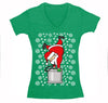 Free Shipping Womens Santa Keg Stand Beer Frat College Funny Fraternity Party Ugly Christmas Sweater Holiday Winter Drinking V-Neck T-Shirt