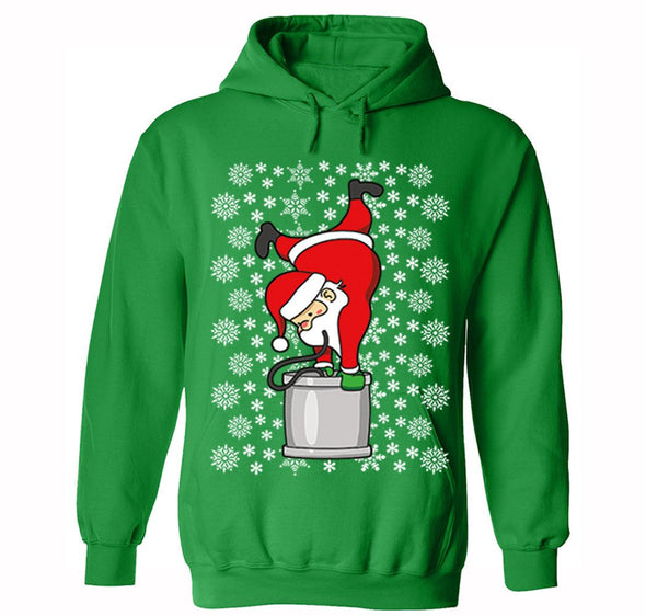 Free Shipping Santa Keg Stand Beer Frat College Funny Fraternity Party Ugly Christmas Sweater Holiday Gift Winter Drinking Men Women Hoodie