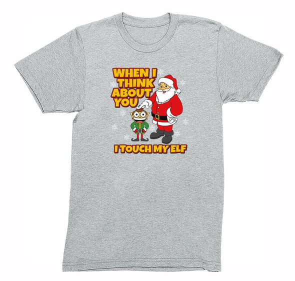 Free Shipping Mens When I Think About You I Touch My Elf Ugly Christmas Sweater Santa Gift Holiday Funny Party Snowflake Crewneck T-Shirt