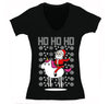 Free Shipping Womens Santa Riding a Unicorn Ho Ho Ho Ugly Christmas Sweater Pony Snowflake Winter Funny Snowman Gift Holiday V-Neck T-Shirt