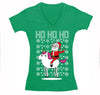 Free Shipping Womens Santa Riding a Unicorn Ho Ho Ho Ugly Christmas Sweater Pony Snowflake Winter Funny Snowman Gift Holiday V-Neck T-Shirt