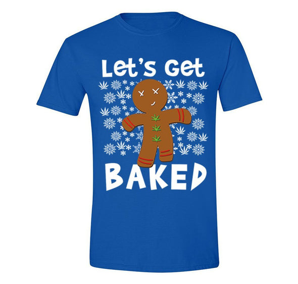 Free Shipping Mens Let's Get Baked Gingerbread Man Cookie 420 Ugly Christmas Sweater Santa Winter Funny Holiday Snow Gift Crewneck T-Shirt