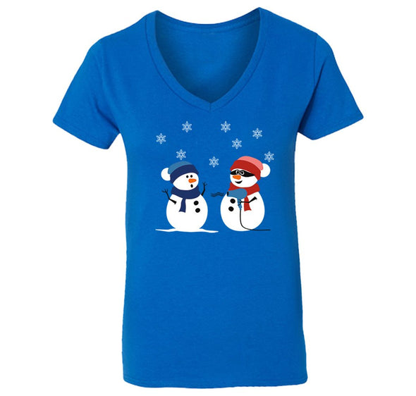 Free Shipping Womens 2 Snowman Stick Up Robber Ugly Christmas Sweater Snowflake Snow Holiday Gift Xmas Funny Party Hat Winter V-Neck T-Shirt