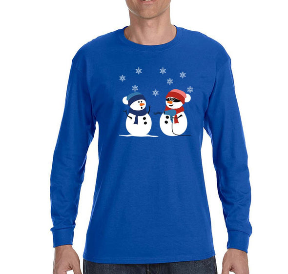 Free Shipping Mens 2 Snowman Stick Up Robber Ugly Christmas Sweater Snowflake Snow Holiday Gift Funny Party Hat Winter Long Sleeve T-Shirt
