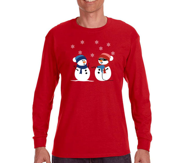 Free Shipping Mens 2 Snowman Stick Up Robber Ugly Christmas Sweater Snowflake Snow Holiday Gift Funny Party Hat Winter Long Sleeve T-Shirt