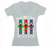 Free Shipping Womens Crack Deez Nuts Nutcracker Soldier Ugly Christmas Sweater Funny Party Winter Holiday Drummer Boy Gift V-Neck T-Shirt