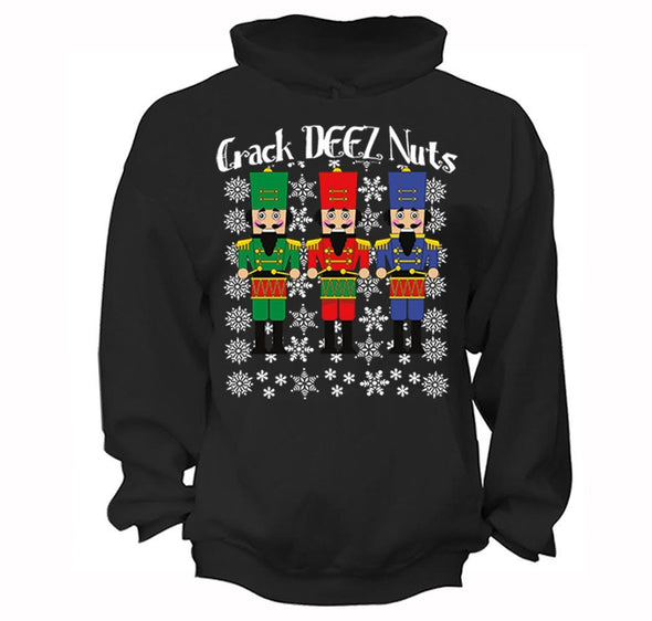 Free Shipping Crack Deez Nuts Nutcracker Soldier Ugly Christmas Sweater Funny Party Winter Holiday Gift Drummer Boy Men Women Hoodie