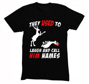 Free Shipping Mens Reindeer Laugh And Call Him Names Ugly Christmas Sweater Winter Santa Funny Party Gift Animal Boxing Crewneck T-Shirt