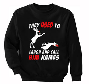 Free Shipping Reindeer Laugh And Call Him Names Ugly Christmas Sweater Winter Santa Funny Party Gift  Boxing Men Women Crewneck Sweatshirt