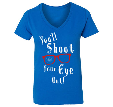 Free Shipping Womens Winter You'll Shoot Your Eye Out Glasses Ugly Christmas Story Sweater Gift Movie Funny Winter Party V-Neck T-Shirt