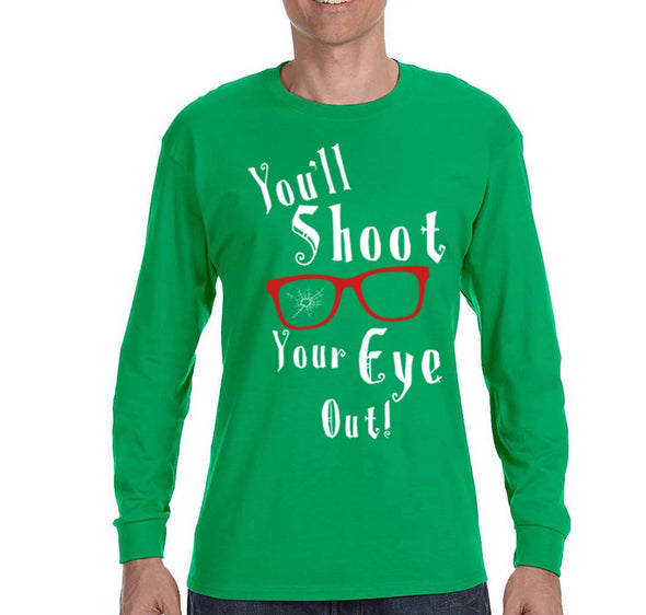 Free Shipping Mens Winter You'll Shoot Your Eye Out Glasses Ugly Christmas Story Sweater Gift Movie Funny Winter Party Long Sleeve T-Shirt