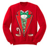 Free Shipping Mens Tuxedo Shirt Bowtie Candy Cane Holly Fancy Ugly Sweater Christmas Party Crewneck Sweatshirt