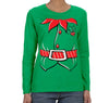 Free Shipping Womens Elf Shirt Poinsettia Holly Belt Ugly Sweater Christmas Party Long Sleeve T-Shirt