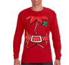 Free Shipping Mens Elf Shirt Poinsettia Holly Belt Ugly Sweater Christmas Party Long Sleeve T-Shirt